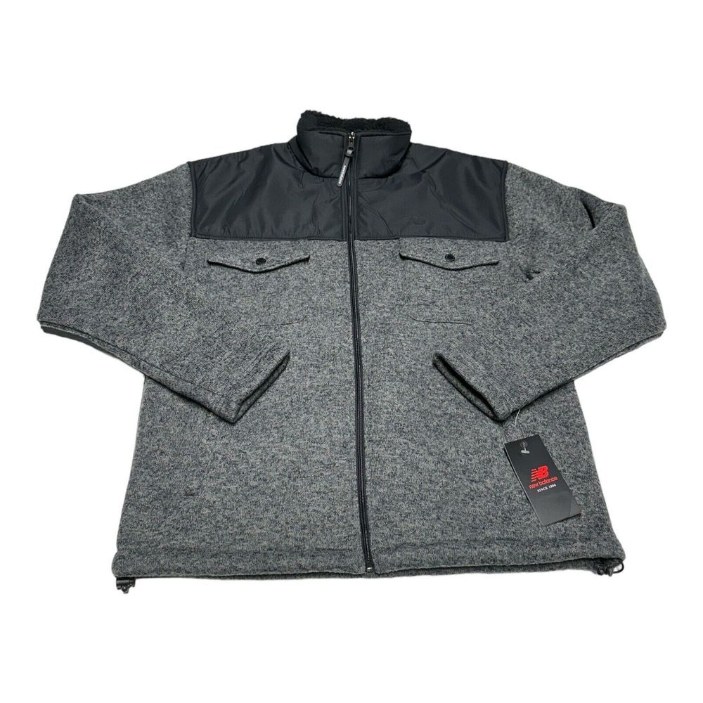 NWT Men's New Balance Gray Sherpa Fleece Lined Sweatshirt Full Zip Jacket Size M